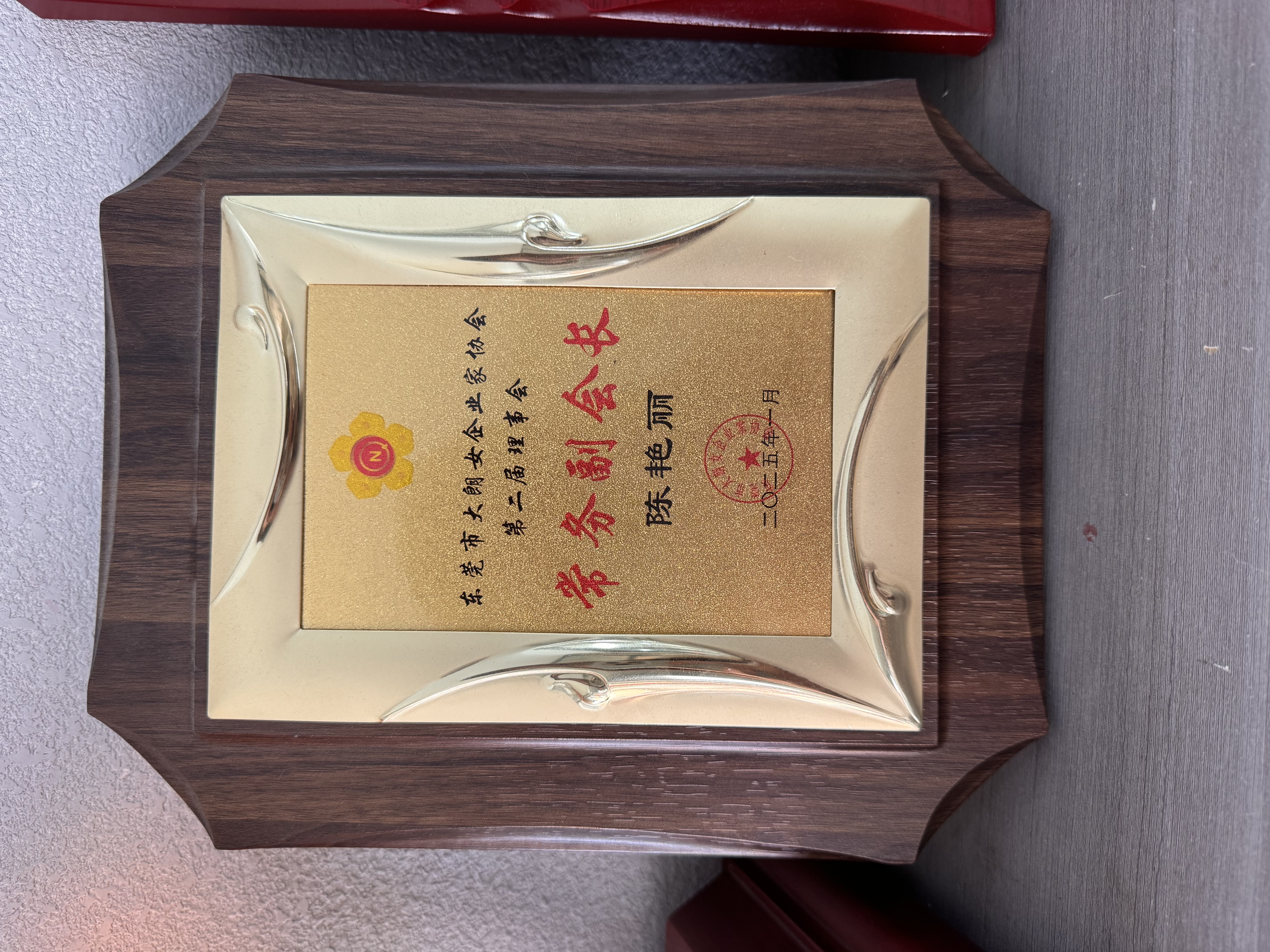 东莞市亨立装饰工程有限公司大朗女企协会常务副会长单位证书